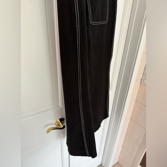 Zara Contrast Stitching Black Wide Leg Pants - Picture 11 of 11